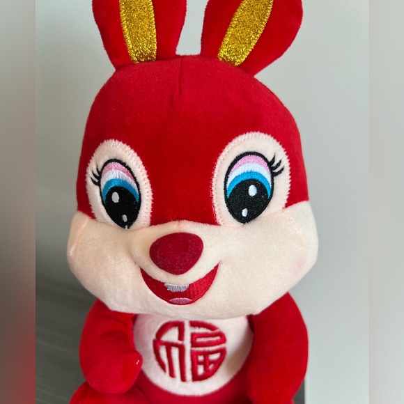 Red Rabbit Stuffed Animal Toy 9” Inches Lunar New Year - Picture 2 of 3